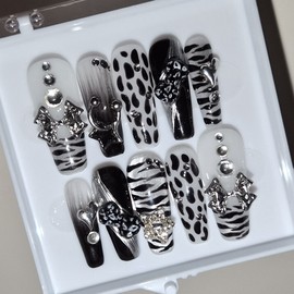 [Handmade nail tip] kitch cat - long stiletto / [수제네일팁] kitch cat - 롱스틸레토