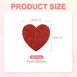 PATIKIL 1.8"x1.8" Heart Foam Stickers, 50Pcs EVA Self Adhesive Glitters Foam Shape Sticker Craft Supplies for Scrapbook Card DIY Making Home Decor, Red
