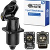 3-pin socket, 1 piece, 4-hole mounting plate, hard plastic housing,