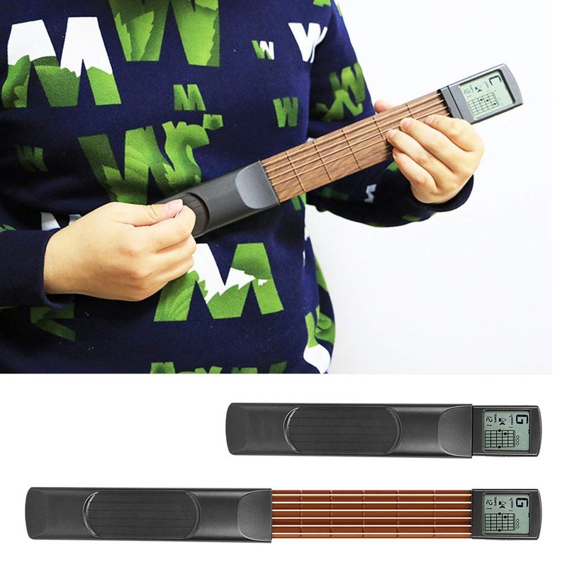 Guitar Chord Practice Tool, Guitar Trainer, Black Practical Pocket Guitar