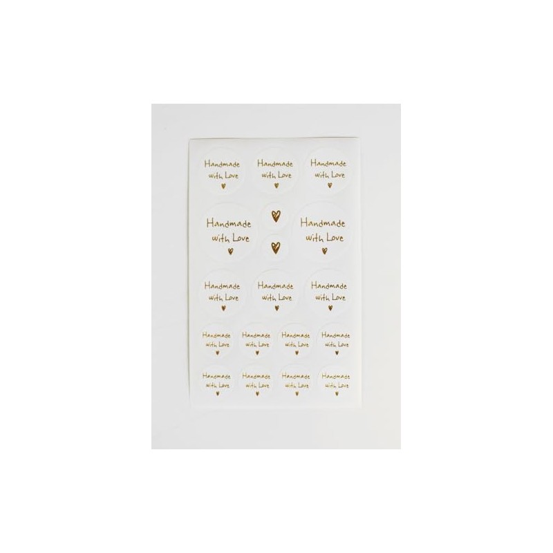 MegaCrea DIY Stickers Round White Gold Handmade with Love 2