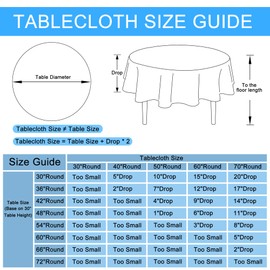 Hiasan Linen Tablecloth 40 Inch Round - Wrinkle and Stain Resistant Washable Polyester Fabric Table Cloth for Dining Room Kitchen Party, Aqua