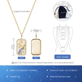 Symretie Gold Zodiac Sign Necklace, Zodiac Sign Pendant Necklace, Stainless Steel Chain with Zodiac Sign, Pendant Necklaces for Women and Girls, Stainless Steel