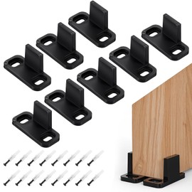 8Pcs Barn Door Floor Guide Sliding Door Bottom Guide Plastic Simple Wall Mounted Bottom Track Guiding with 16Pcs Screws for Bypass Doors and Sliding Doors(Black)