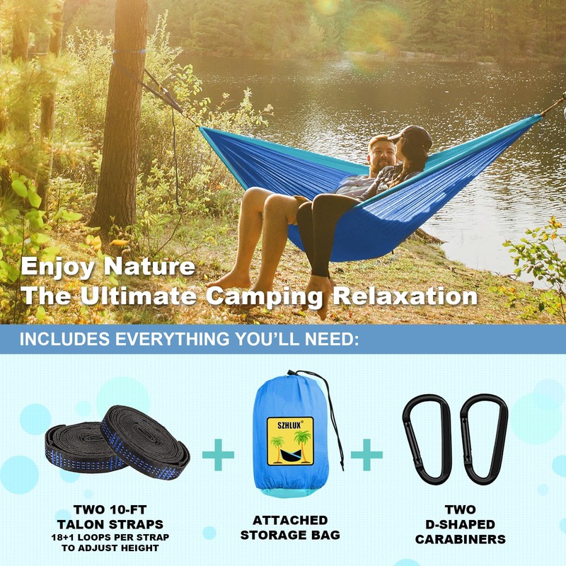 SZHLUX Camping Hammock Double & Single Portable Hammocks with 2