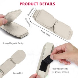 DNSGOOR 2023 Upgrade Sunglasses Holders for Car Visor Magnetic Visor Clip Genuine Leather Eyeglasses Hanger with Box Car Glasses Ticket Card Clip Car Visor Accessories (Beige)