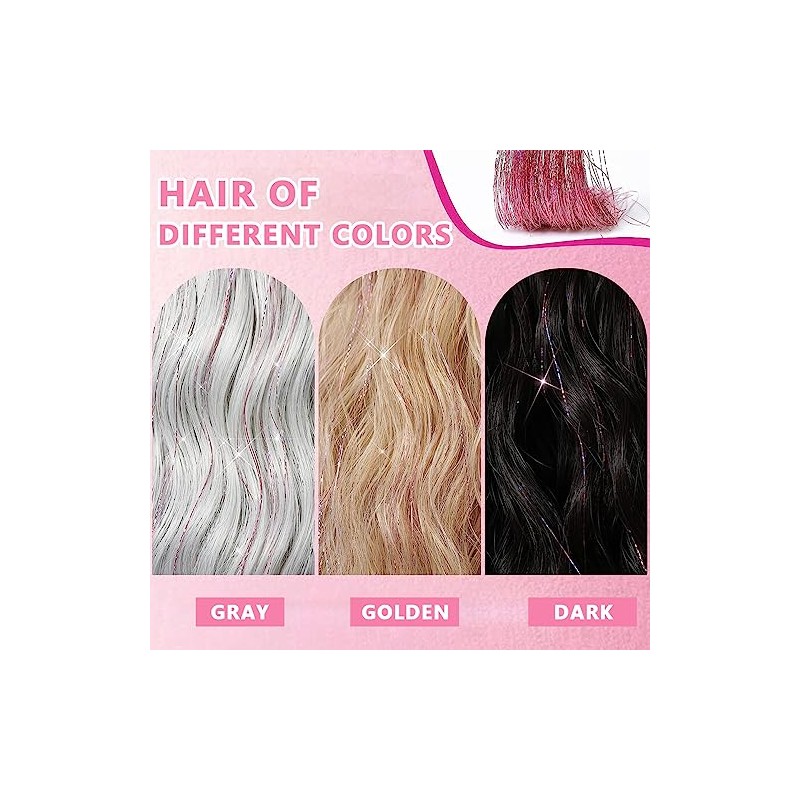 HASTHIP® 6 extensiones de cabello con purpurina y clip, color