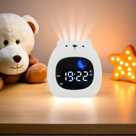 xinjinhju Alarm Clock, Children's Sleep Trainer, Digital Alarm Clock with Sound Machine, Colourful Light, Snooze and Timer Function, Light Alarm Clock, Wake Up Light for Girls, Boys, Teenagers - Bear