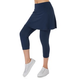 Xioker Women Skirts with Leggings,Athletic Skorts Leggings with Pockets Tennis Golf(Navy Blue M)