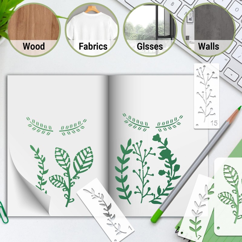 Leaf Stencils for Painting on Wood – 35PCS Reusable Vine