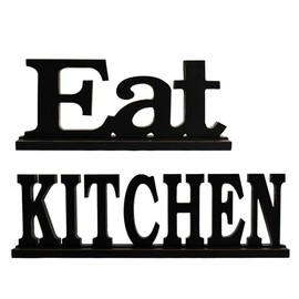 YK Decor Wood Kitchen Eat Decorative Freestanding Wood Sign for Home Decor (Kitchen & Eat)