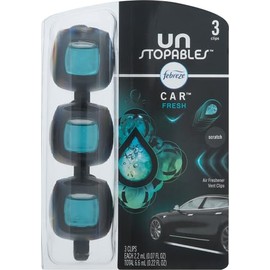 Febreze Ambientador para coche, aroma fresco imparable, eliminador de olores, 3 unidades