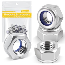 M8 Nuts DIN985 Nylock Nuts (Pack of 10) Caianwin 8mm Stainless Steel Hex Nuts Self Locking Nuts for M8 Bolts, Screws & Washers