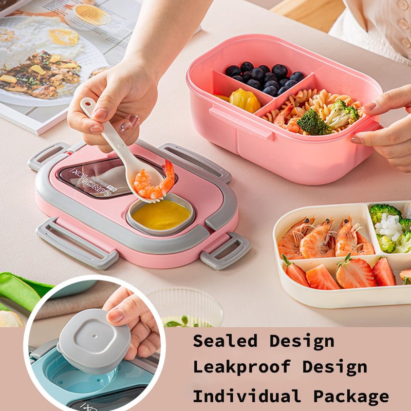 SDFNBRA Bento Lunch Box with Tableware, 1200ML Lunch Box-Double Layered