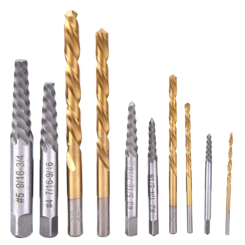 Miskall 10 Pcs Drill Bit Screw Extractor Set Broken Screw