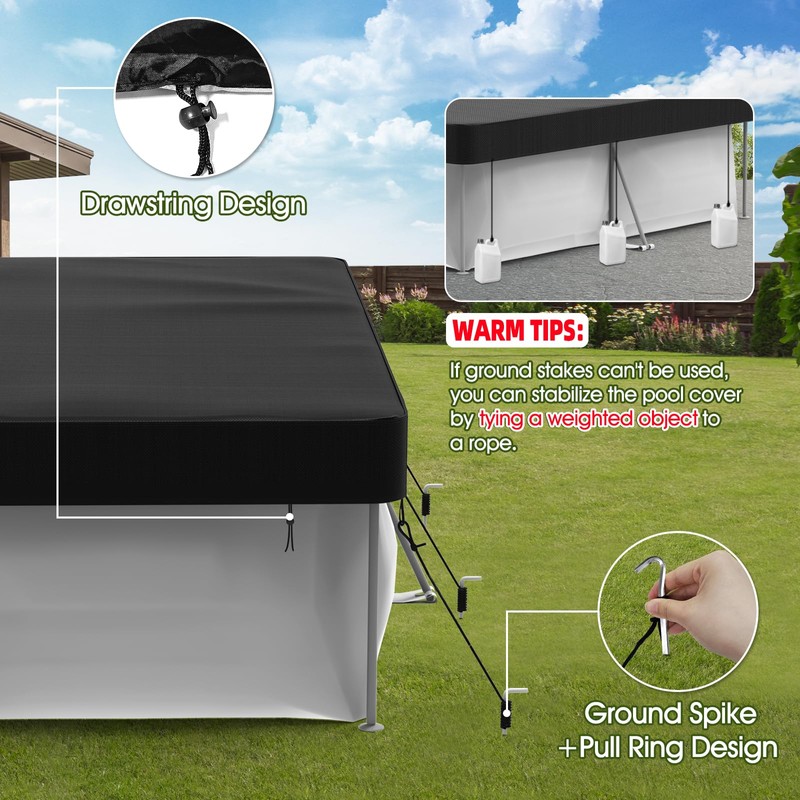 12x24 FT Rectangular Pool Covers for Above Ground Pools, Heavy