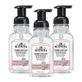 J.R. Watkins Foaming Hand Soap with Pump Dispenser, Moisturizing Foam Hand Wash, Alcohol-Free, Cruelty-Free, Rosewater, 9 fl oz, 3 Pack