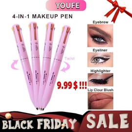 【BUY 1 TAKE 1】Multi-effect 4-in-1 Makeup Pen, Eyeliner, Contour Pen, Lip Liner, Brows Pen, Makeup Pen Color Lipstick, Portable, Multi-functional, Highly Practical, Long-lasting, Waterproof, Makeup Cosmetic - Color1: 02#, Color2: 03#