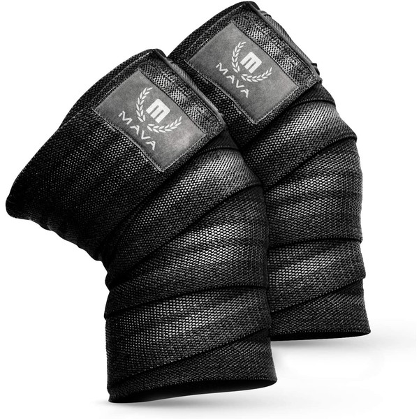 Mava Sports Knee Wraps for Cross Training WODs,Gym Workout,Weightlifting,Fitness & Powerlifting - Knee Straps for Squats - for Men & Women- 72"-Compression & Elastic Support