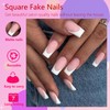 AddFavor French Tips Press on Nails Medium Square Fake Nails,