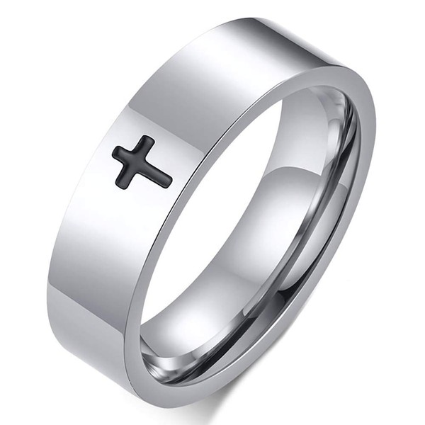 ZENSE - Latin Cross Ring for Men in Silver Steel