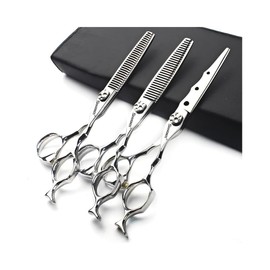 SHARONDS Professional Hairdressing Scissors 6 Inch Hair Cutting Scissors 440C Salon Scissors Hairdressing Thinning Scissors Set 30-35% Thinning Rate (Set of Three Pieces)