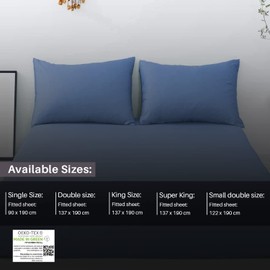 Fitted Bed Sheets 30cm 12 inch Deep Soft Comfy Microfiber Fabric with Easy care Non Iron and Discolour Resistant Mid Blue - King