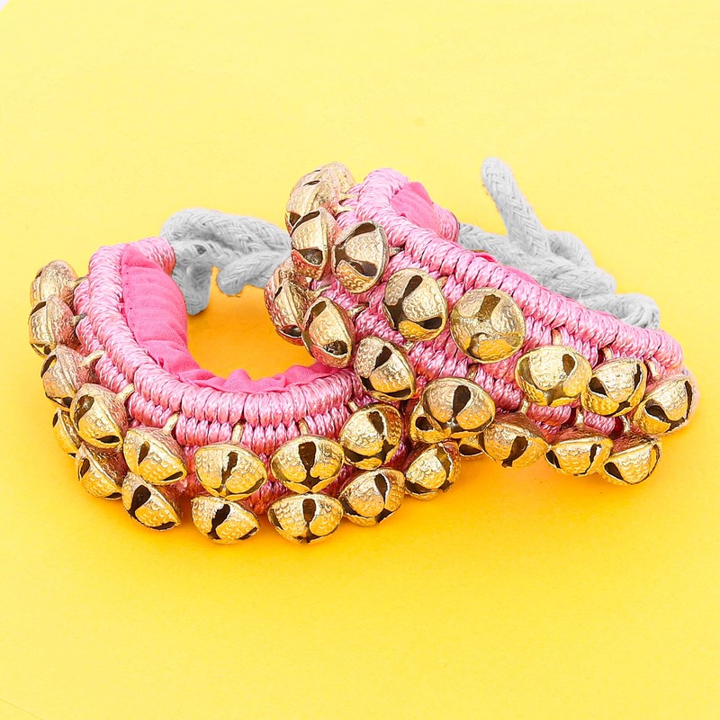 Dancing Bells Anklet Ghungroo with Colored Cushion Pad 2 Line