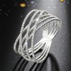 Wovanoo Rhinestone Cuff Bracelet for Women 2Pieces Multilayer Rhinestone Bracelet
