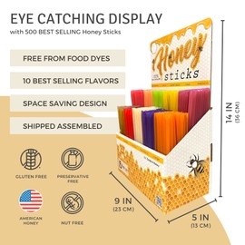 The Honey Jar - Traditional Honey Stick Retail Display with 500 Assorted Honey Sticks perfect for Gift Shop, Grocery Store, Boutique, Farmers Market