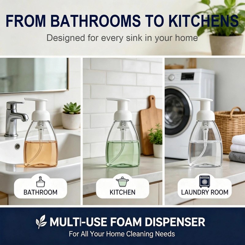 3 Pack 8 Oz Foaming Soap Dispenser BPA Free Refillable