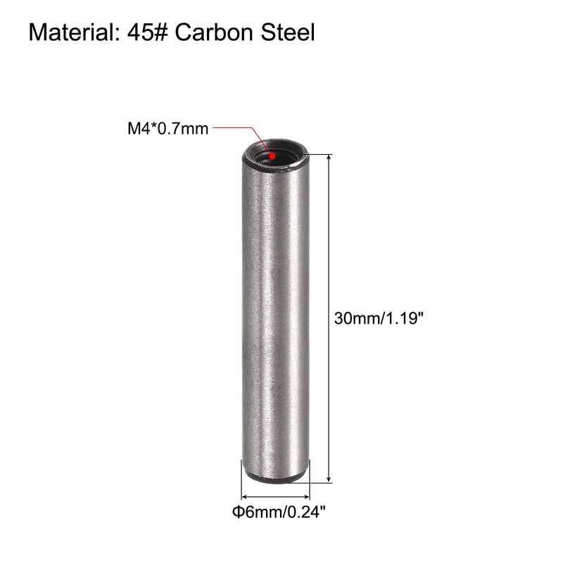 sourcing map M4 Internal Thread Dowel Pin 5pcs 6x30mm Chamfering