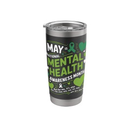 May Is National Mental Health Awareness Month Green Ribbon Stainless Steel Insulated Tumbler