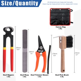 Glarks 5Pcs Professional Farrier Tool Kit, Hoof Nippers Hoof Rasp Hoof Trimming Shears Hoof Brush with Storage Bag Kit, Rasp Hoof Cutter Equestrian Supplies Set for Horses Donkeys Goats Pigs