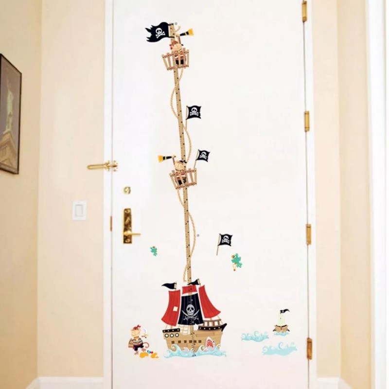 DaraBaby Vinil Decorativo Infantil Con Regla De Medición Barco Pirata