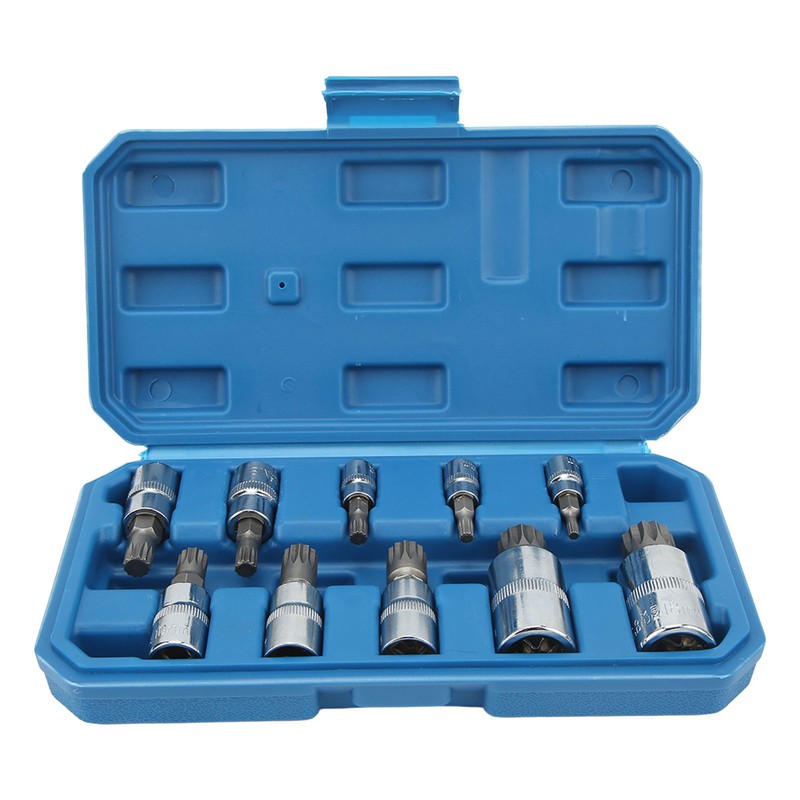10PCS Triple Square Spline Bit Socket Set Low Wear Accurate