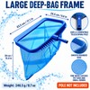 Pool Leaf Rake with Deep Mesh Bag, Heavy-Duty Pool Skimmer