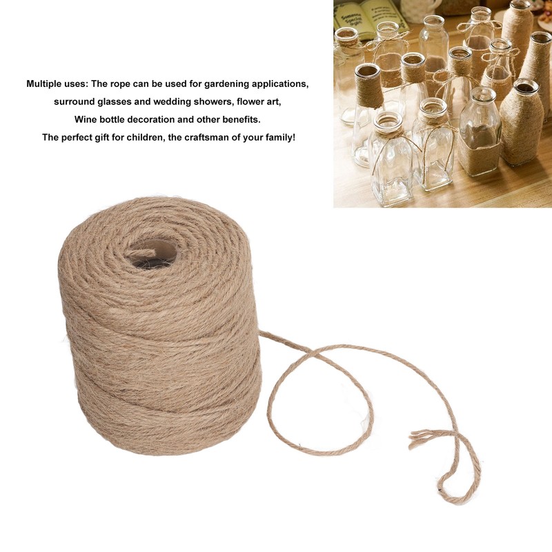 200m Natural Jute Twine 3mm Dia 4 Strand Safety Protective