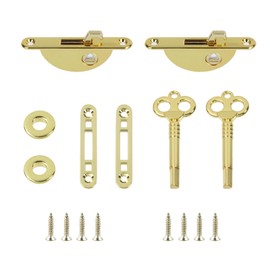 T Tulead Skeleton Key Zinc Alloy Small Antique Flush Mount Lock Cabinet Locks with Keys for Drawers, Armoires, Desks, Gift Boxes, 2 Sets, Gold, with Screws