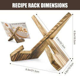 HAOIOKCS Premium Cookbook Stand, The Surface of The Cookbook Holder Features The Natural Grain of Wood, Cook Book Stand for Kitchen Counter, Rustic Brown Recipe Book Holder Stand