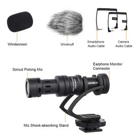 Comica Camera Microphone Directional Capacitor Shotgun Video Microphone with Windsock for DSLR, Mirrorless Cameras and Smartphones (CVM-VM10II B)