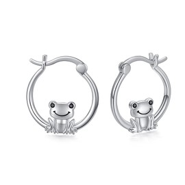 Hypoallergenic Frog Hoop Earrings for Women Sterling Silver Small Animal Huggie Hoop Earrings for Sensitive Ears Frog Jewelry Graduation Gifts