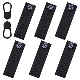 MARSHOHO Elastic Waist Extenders for Pants, 8 PCS Waist Band Extenders Adjustable for Women and Men, Jeans, Dress, Elastic Button Extenders (Black), 6 PCS elastic button extenders