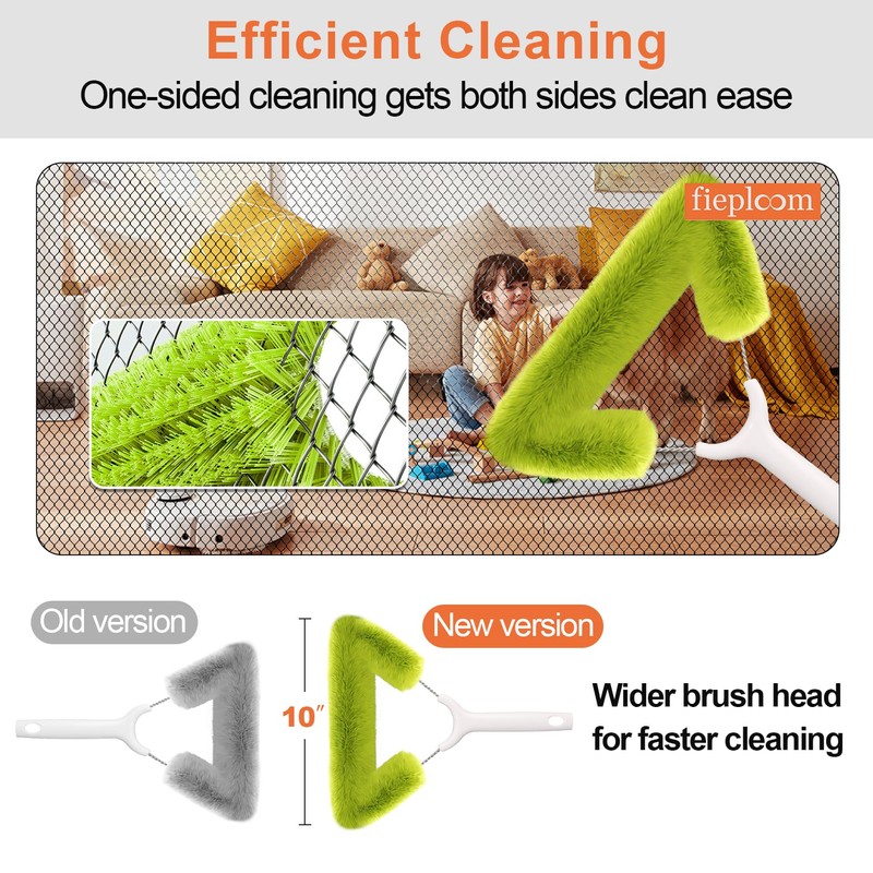 Fieploom Window Screen Cleaning Brush with 62in Extension Pole, Innovative