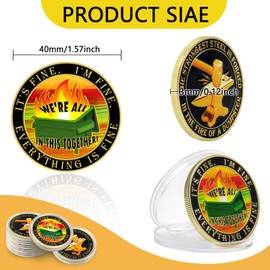 Dumpster Fire Challenge Coin, Colorful Fine Mini Dumpster Fire Coin, A Funny and Inspirational Office Gift for Men Women Colleagues