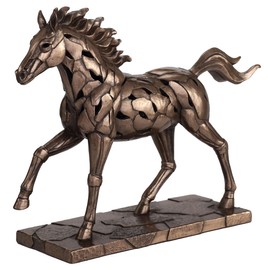 Veronese Design 8 7/8 Inch Galloping Horse Illumination Resin Sculpture Cold Cast Bronze Finish