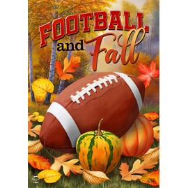 Briarwood Lane Fall and Football House Flag Leaves Pumpkins Autumn 28" x 40"