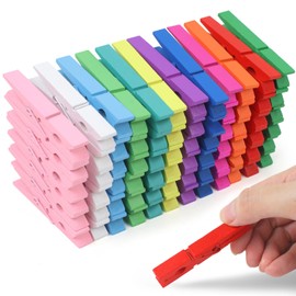Phinus 72 Pcs Colorful Wooden Clothes Pins, 2.9 Inch 12 Colors Clothes Pins for Hanging Clothes, Pictures, Photos, Classroom, Crafts, Decoration, Colorful Clothespins Heavy Duty