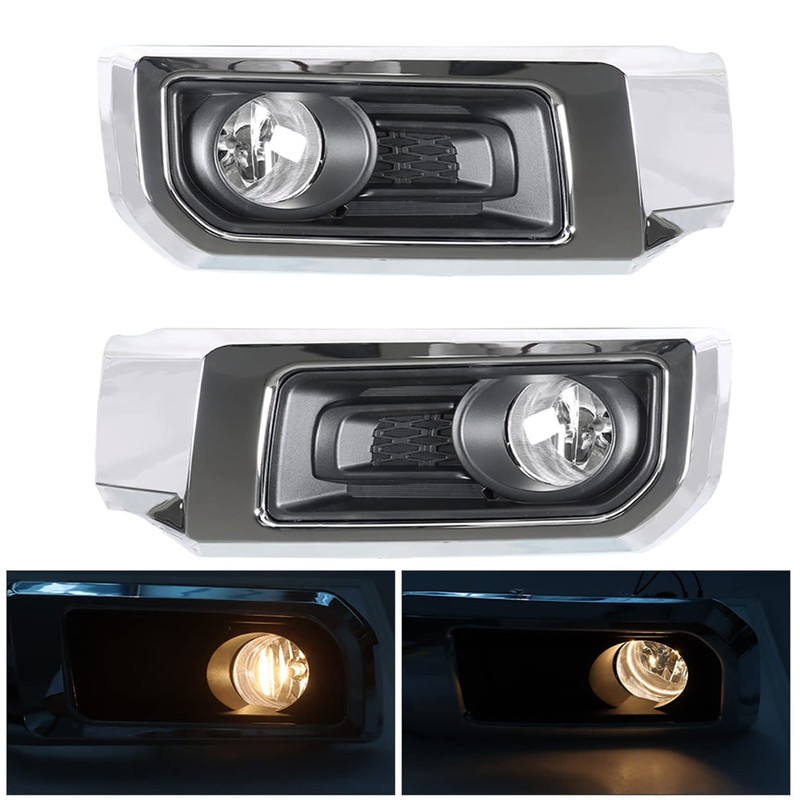 munirater 2-Pack Front Driving Fog Light with Chrome Bezel Set