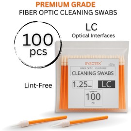 Sysotek Fiber Optic Cleaning Swabs - 100 pack - LC 1.25mm - For Cleaning Optical Components. Lint Free Anti-Static Swabs, Cleaning stick for Ports and Adapters, LC Connector Cleaner Tool for Field Use